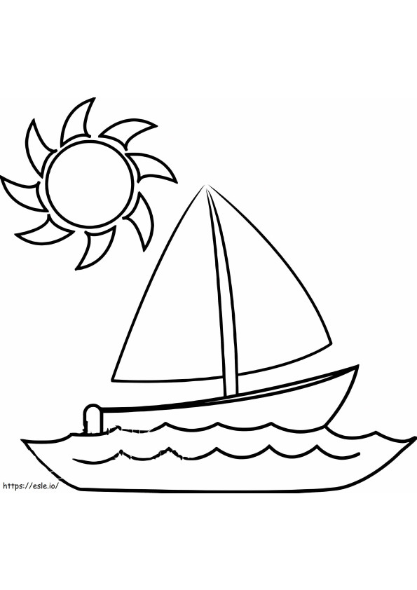 Barcă și Soare de colorat