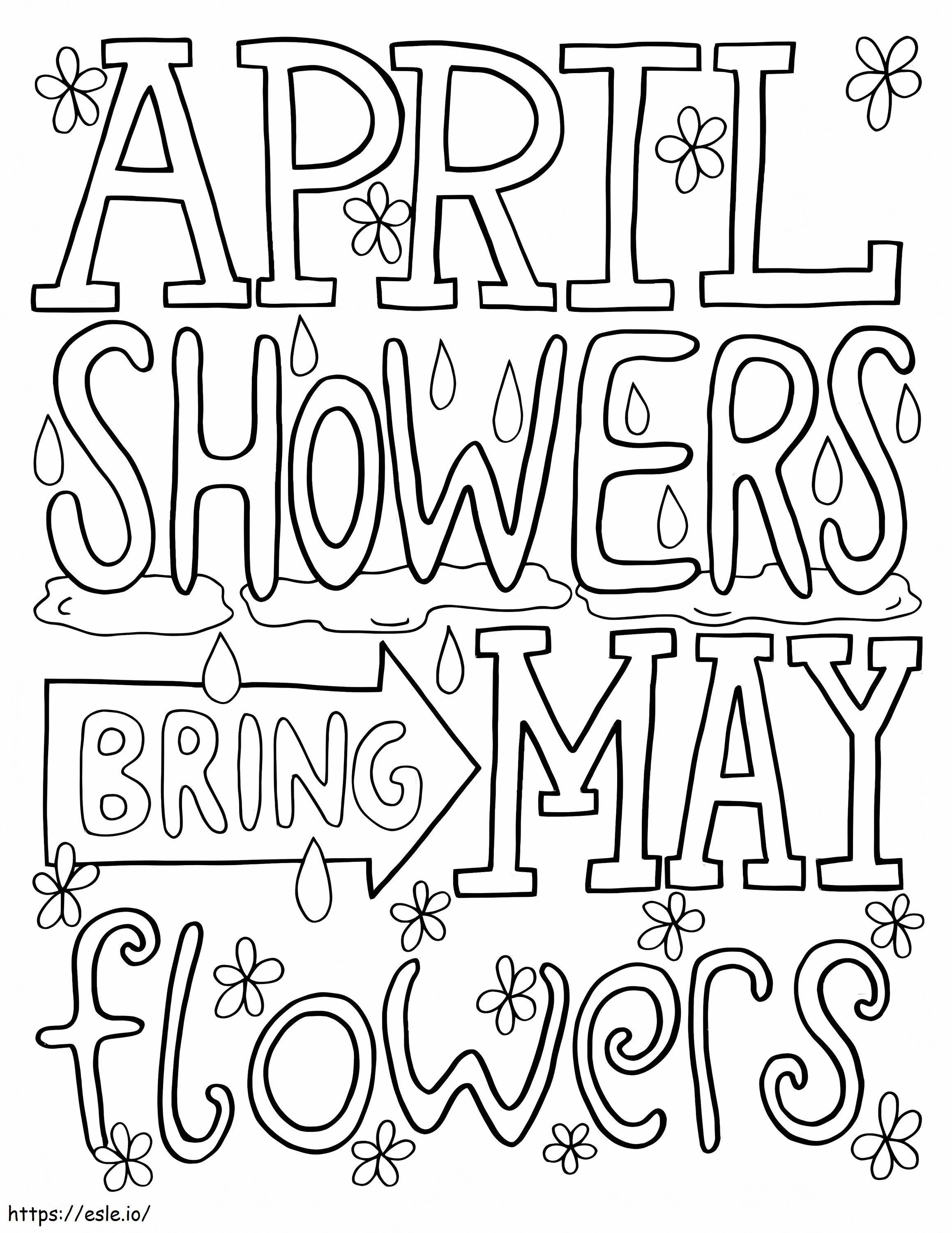 April Showers Bring May Flowers coloring page