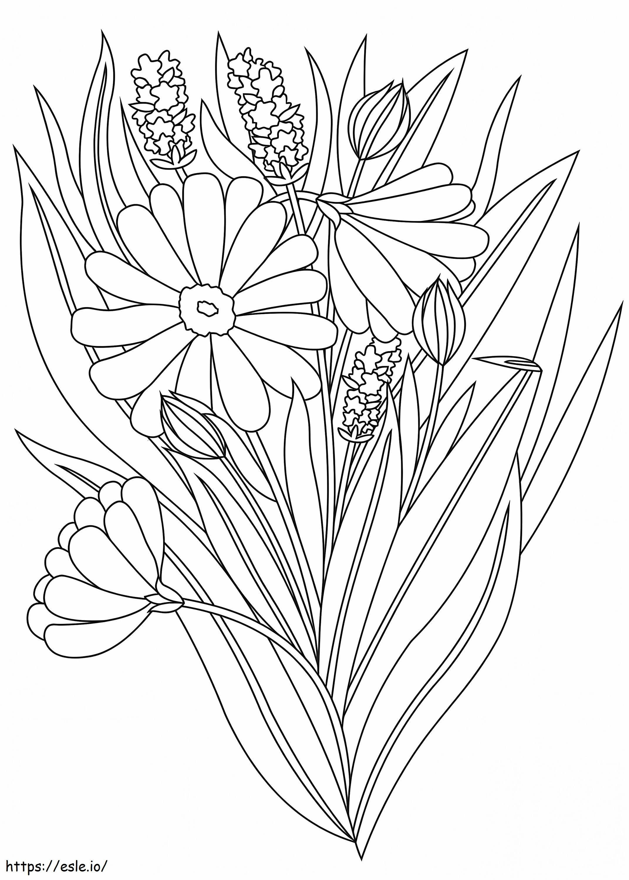 Coloriage Bouquet de fleurs 1 à imprimer dessin