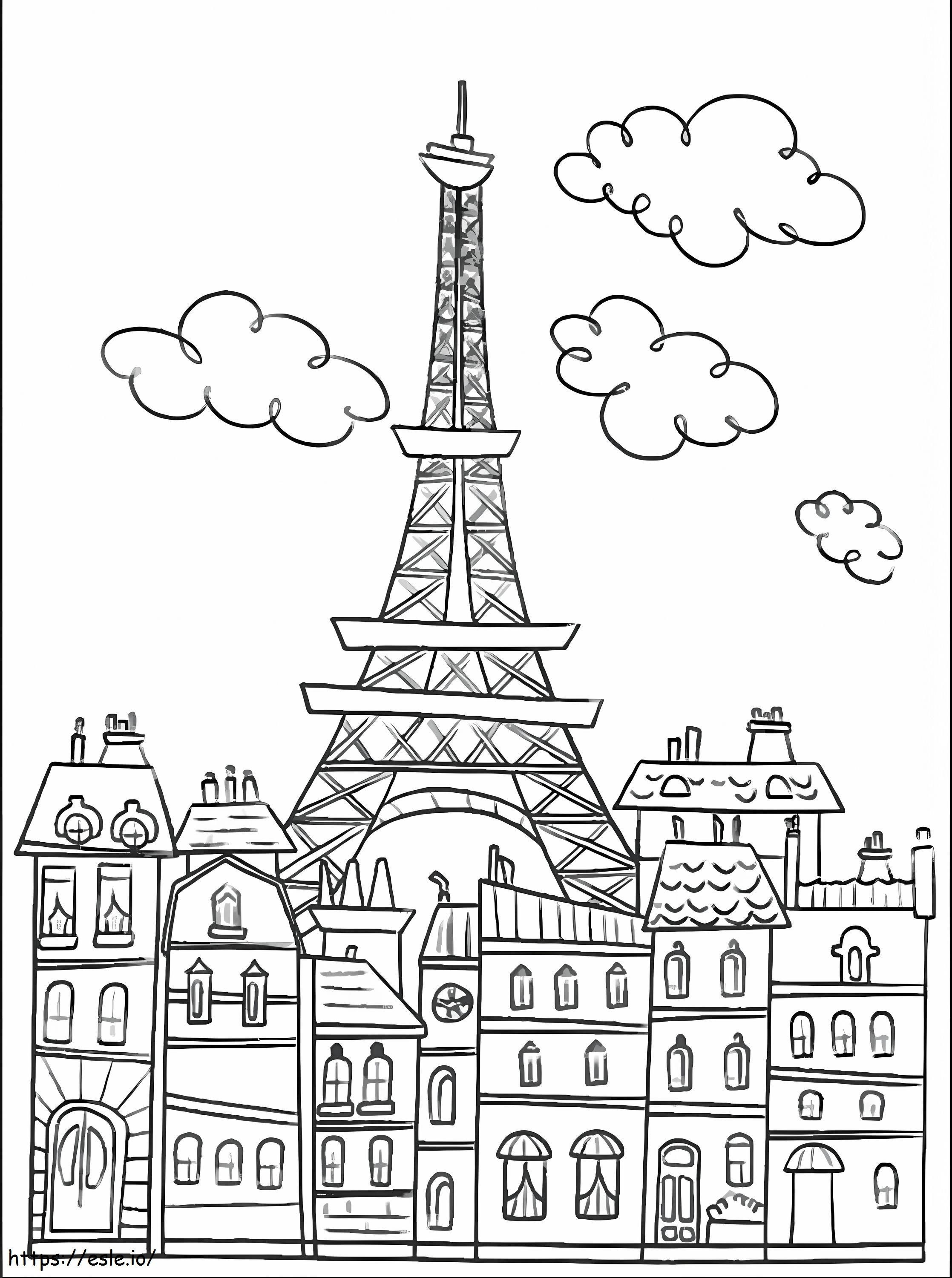 Torre Eiffel In Parijs kleurplaat kleurplaat