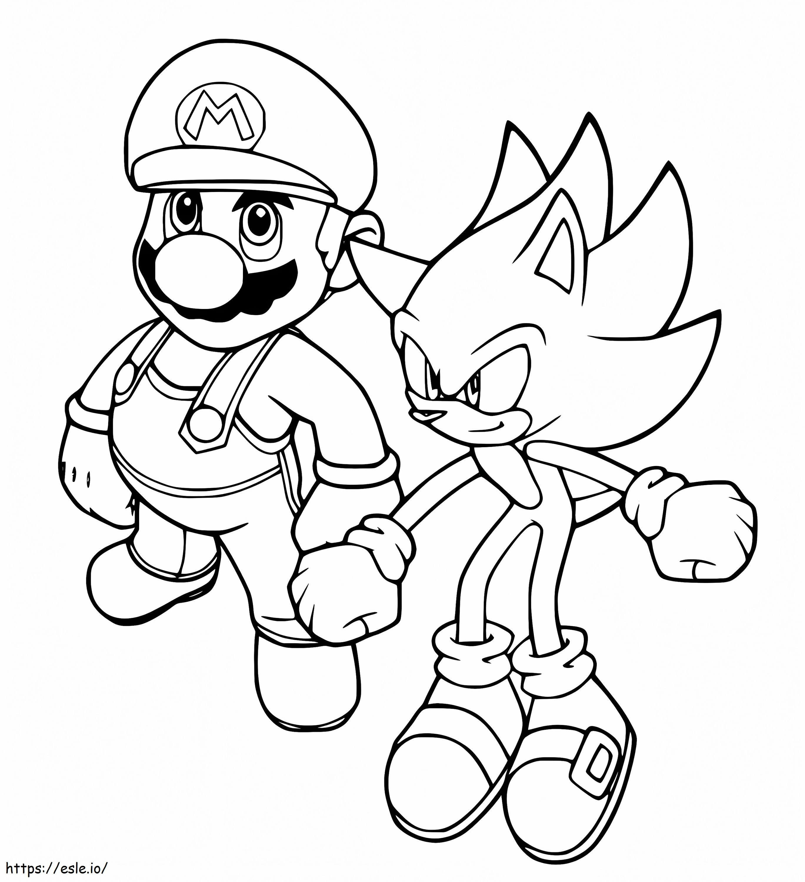 Mario dan Sonic Gambar Mewarnai