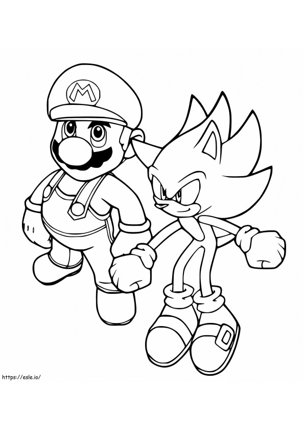 Mário e Sonic para colorir