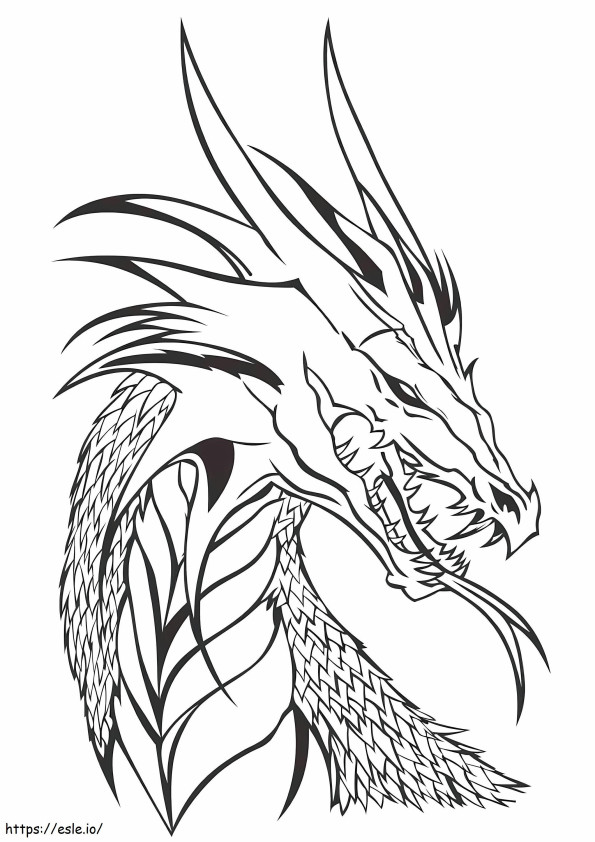 Coloriage Tête de Dragon à imprimer dessin