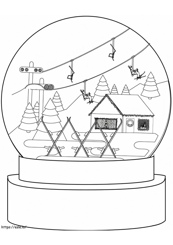 Coloriage Remontée mécanique dans la boule à neige à imprimer dessin
