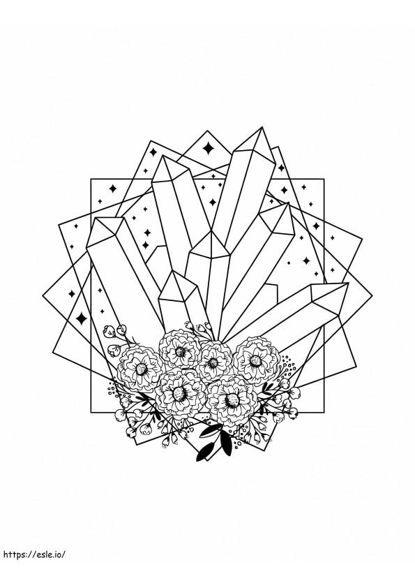 Aesthetics Crystals And Flowers coloring page