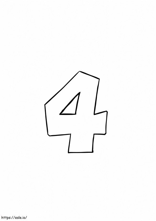 Basic Number 4 coloring page