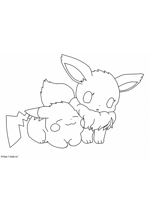 Coloriage 1577070247 Chibi Pikachu et Évoli par Deathdaredevil à imprimer dessin