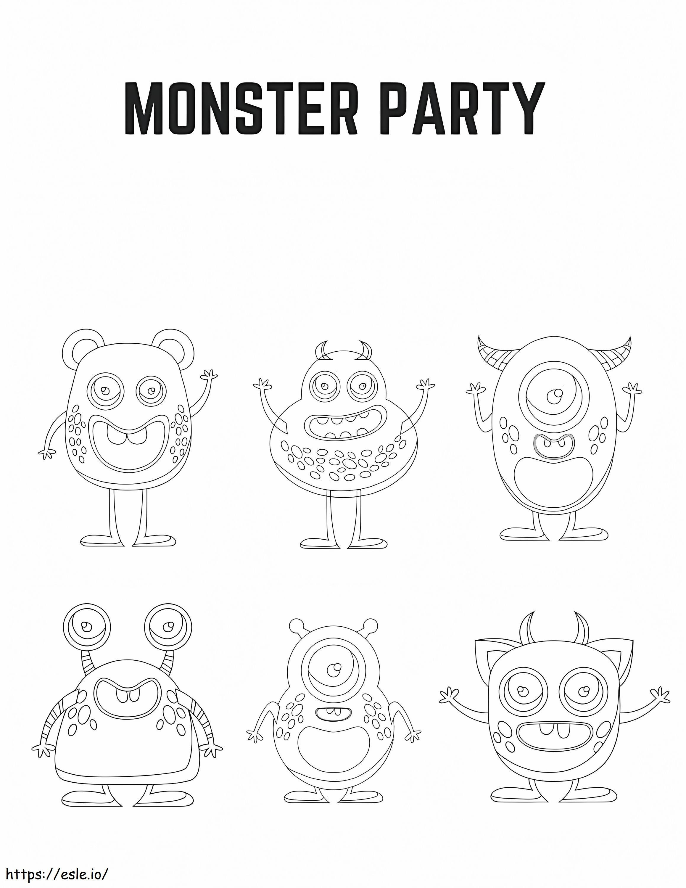 Coloriage Fête des six monstres à imprimer dessin