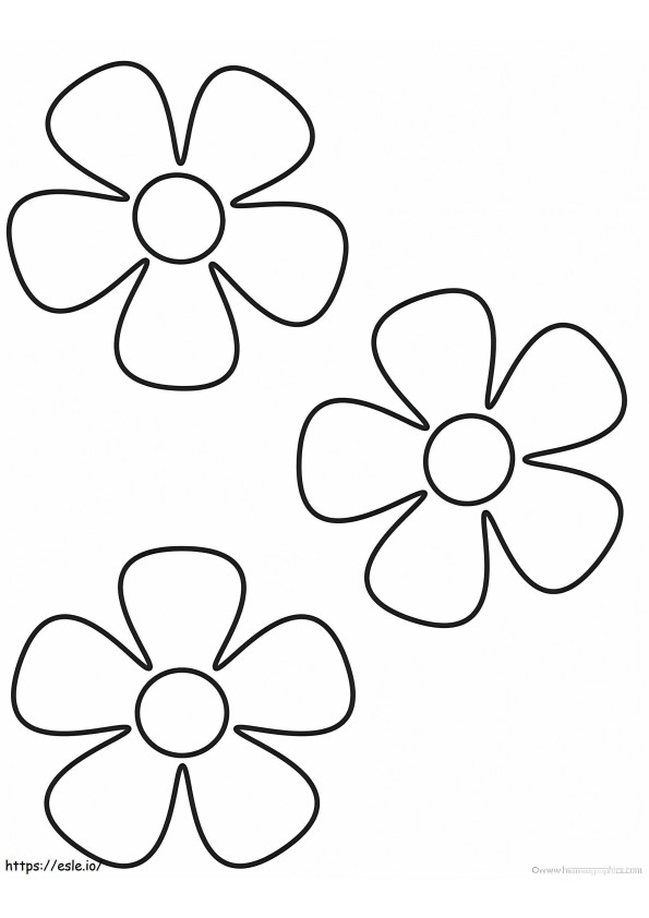 Yksinkertaiset kukat värityskuva