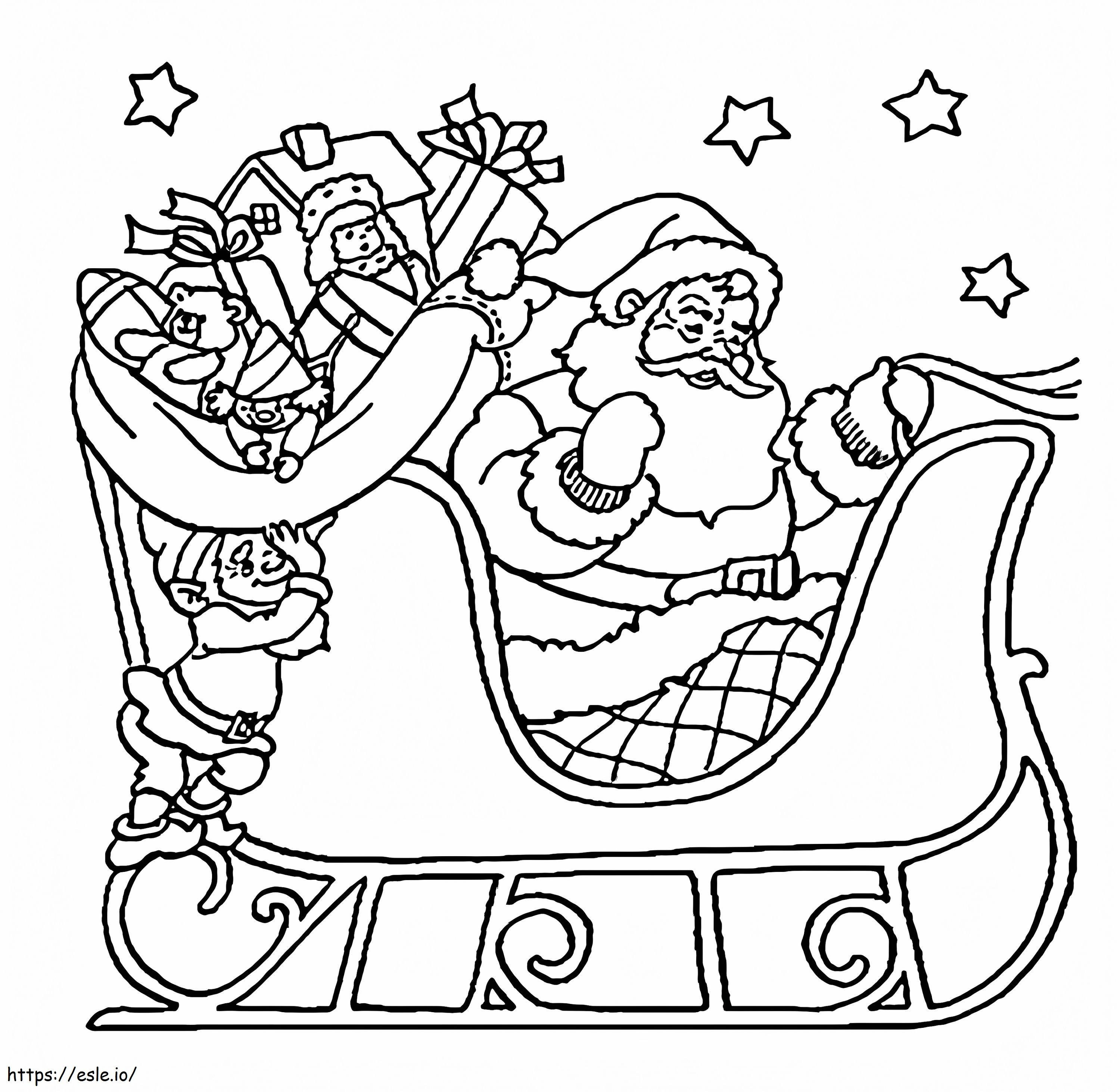 Coloriage Père Noël sur traîneau à imprimer dessin