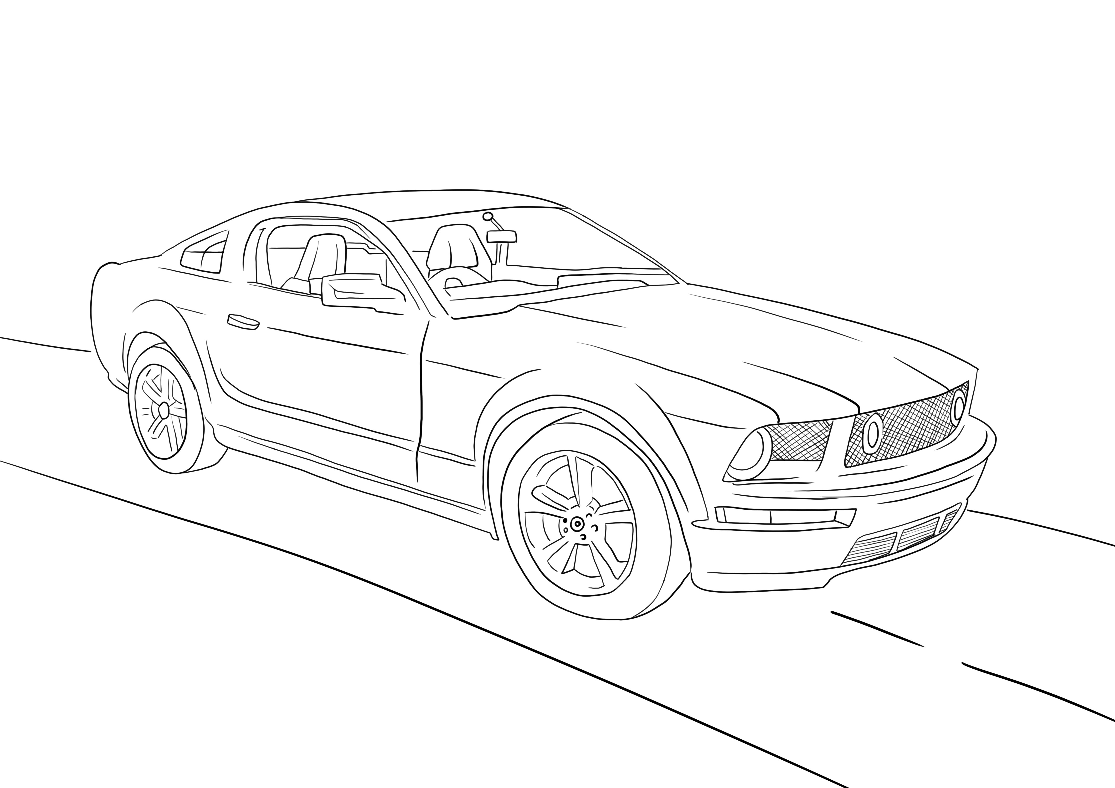Mobil Mustang GT-fast untuk pencetakan dan halaman mewarnai gratis