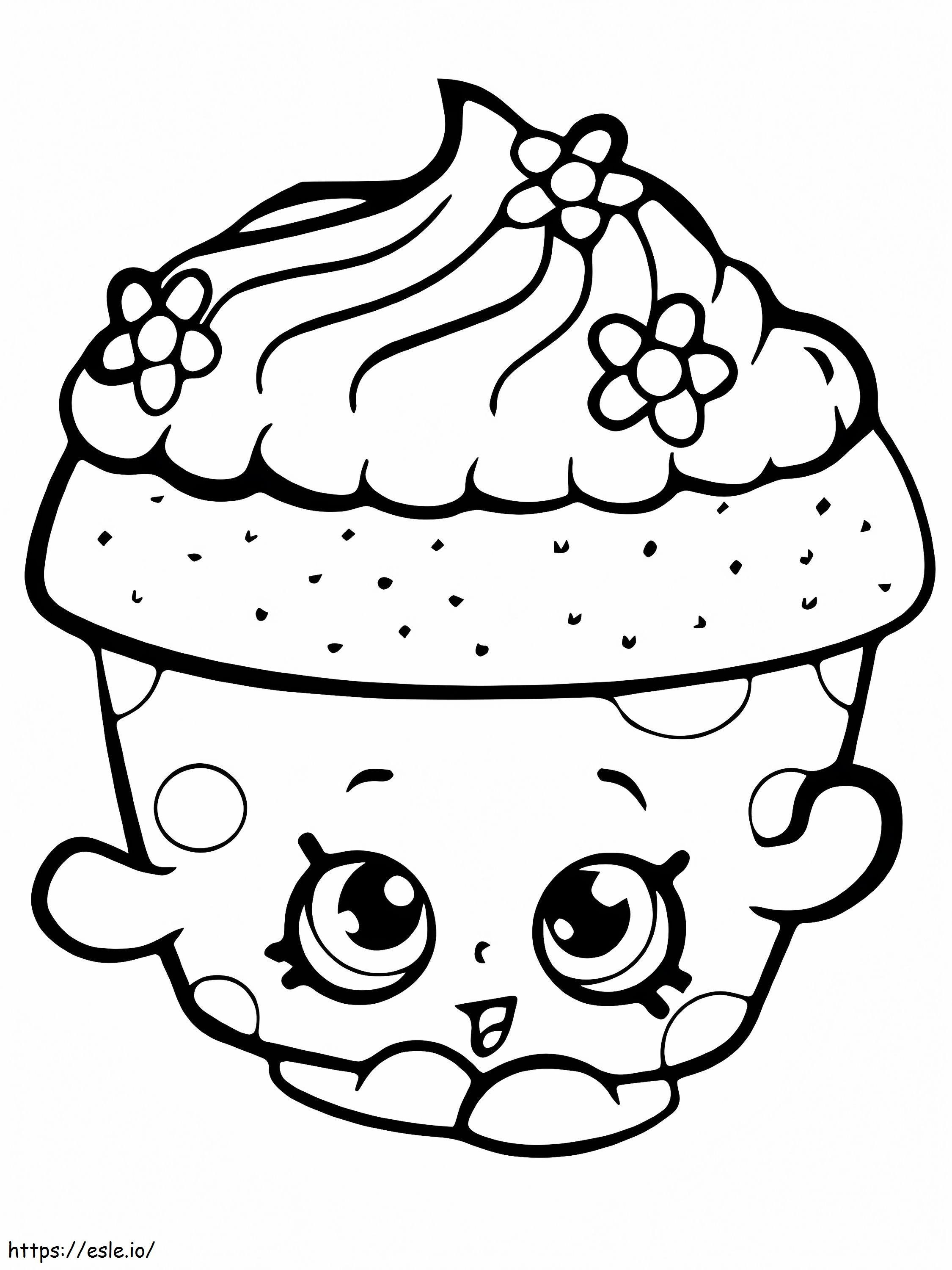 Coloriage Cupcake avec un visage Kawaii à imprimer dessin