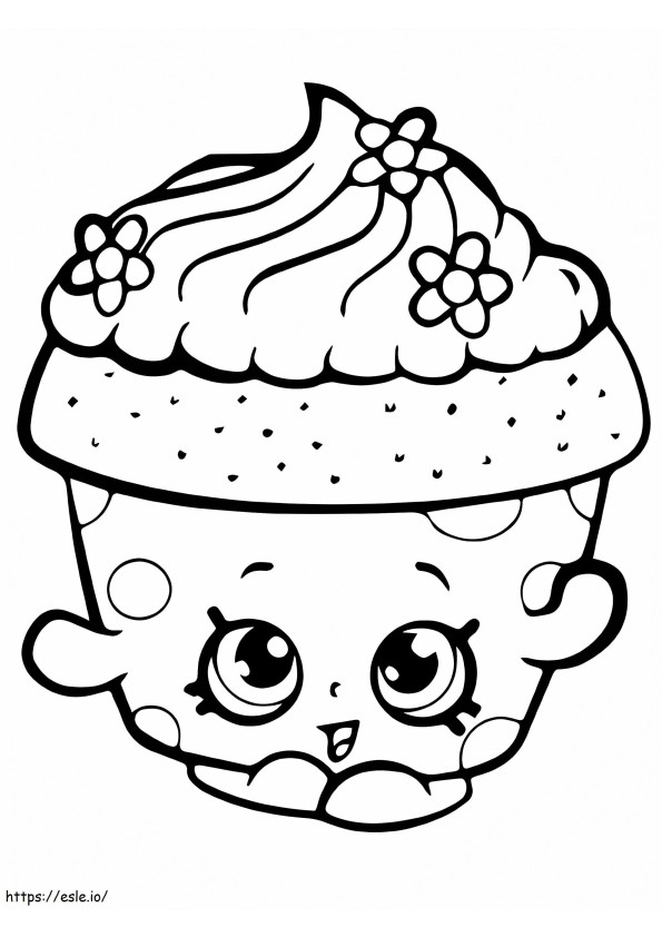 Cupcake com cara de Kawaii para colorir