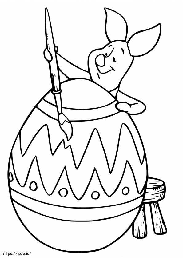 Leitão Pintando Ovo de Páscoa para colorir