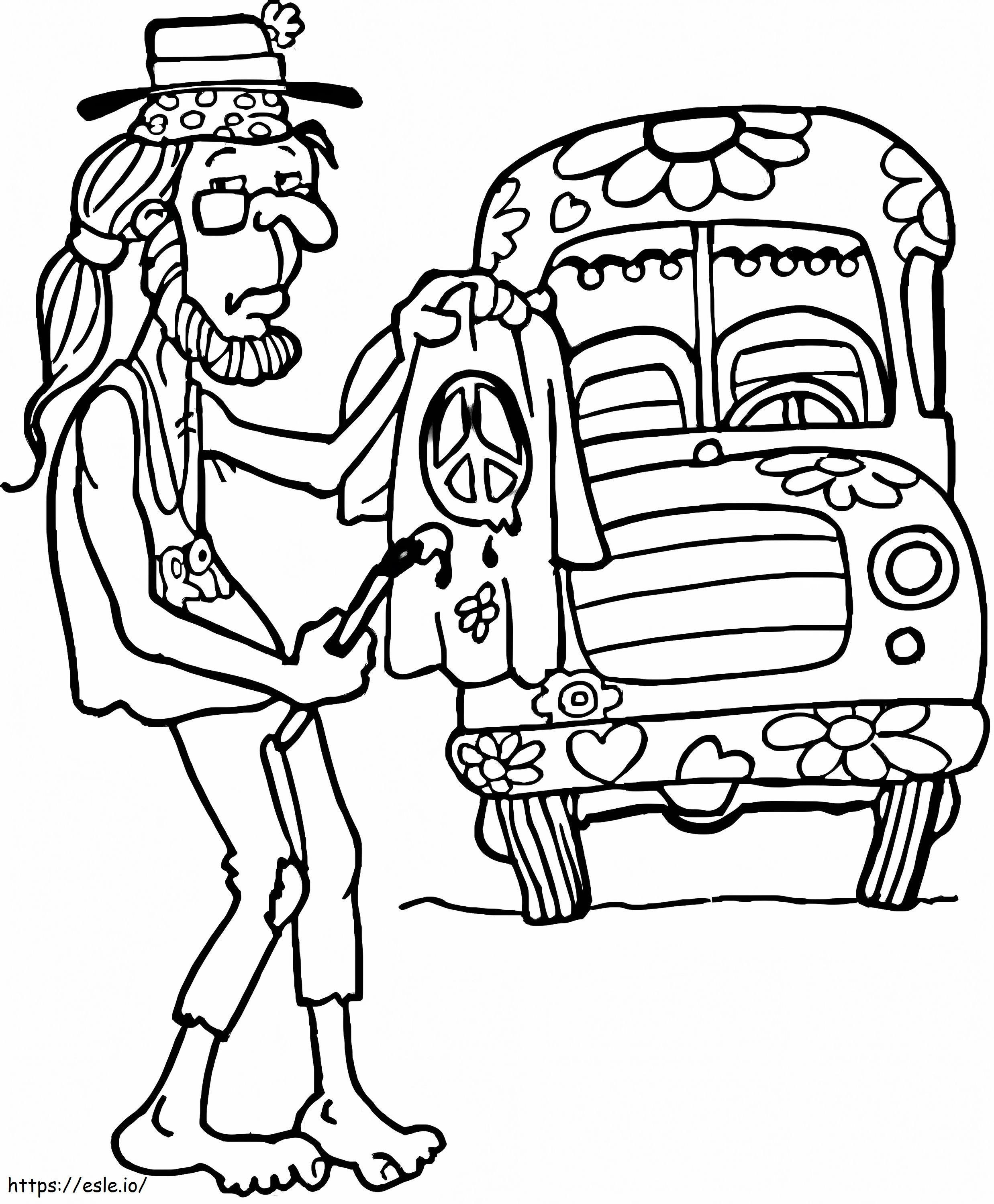 Coloriage Homme hippie à imprimer dessin