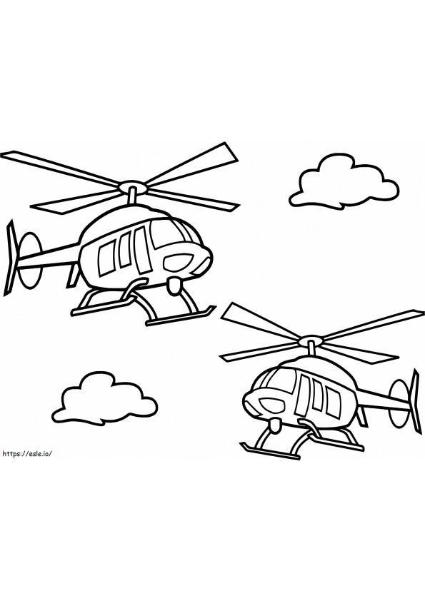 Two Helicopters Flying coloring page