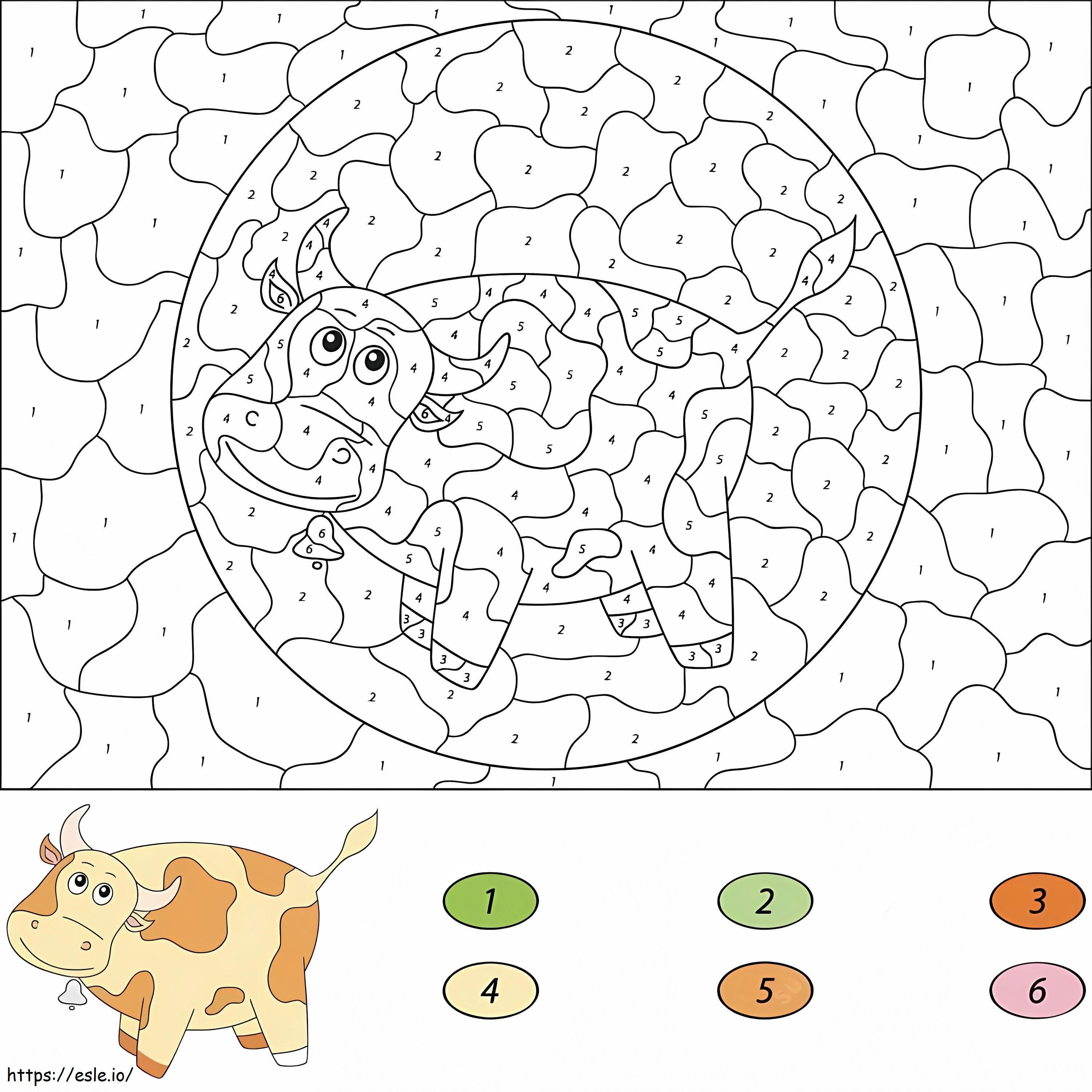 Cor da vaca por número para colorir