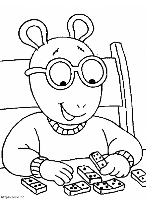 Arthur Read speelt Mahjong kleurplaat