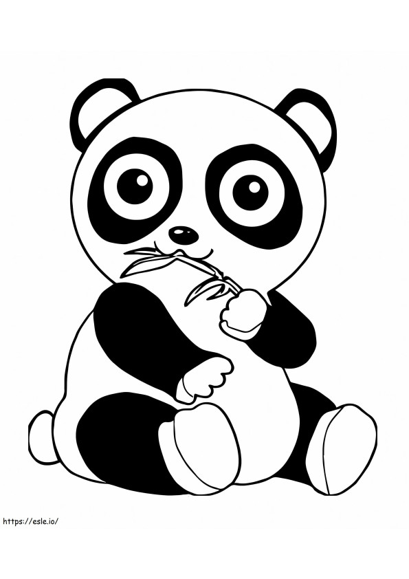 Panda mullido sentado para colorear