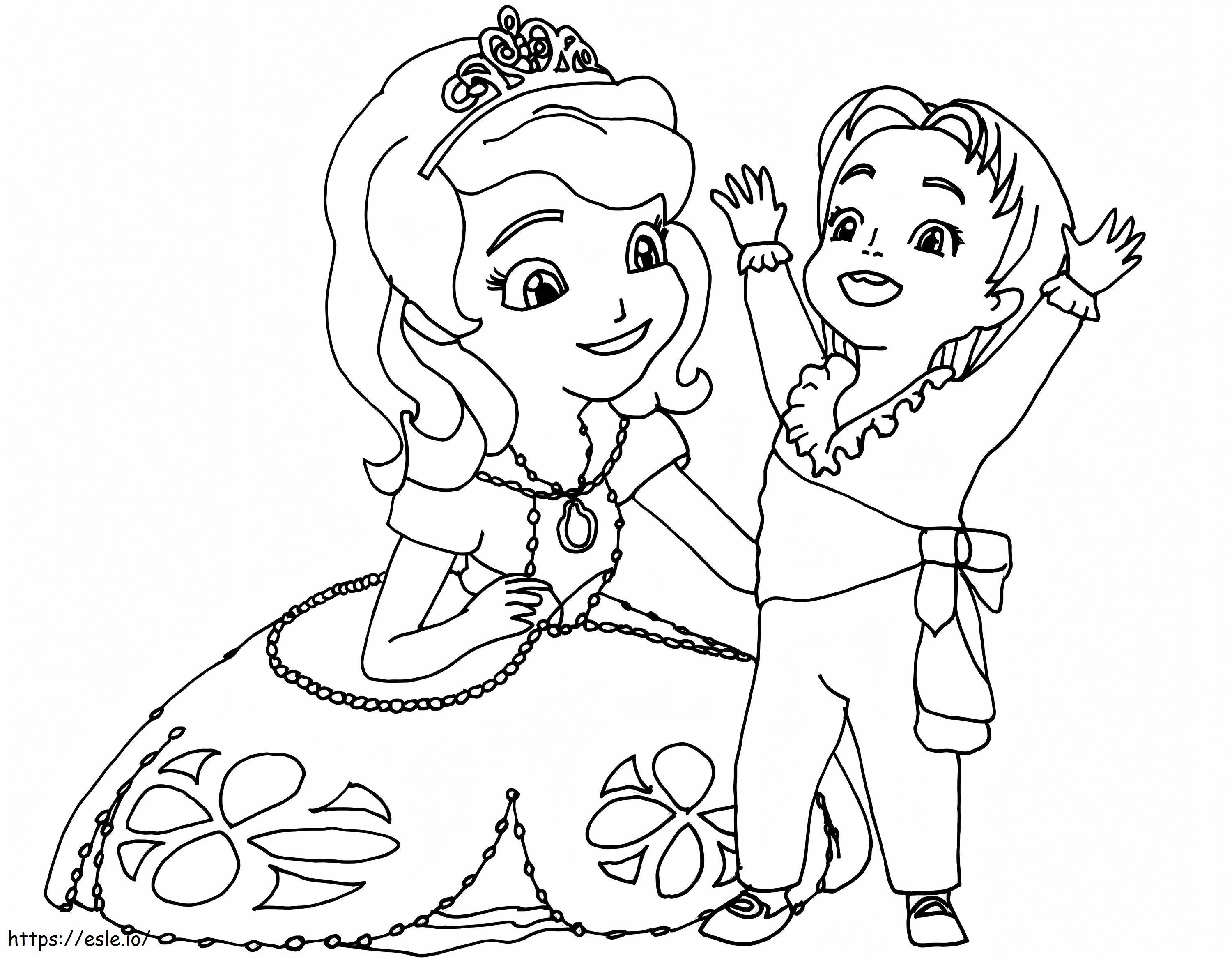 Coloriage La princesse Sofia et le prince James à imprimer dessin