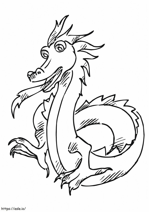 Dragon cu două picioare de colorat