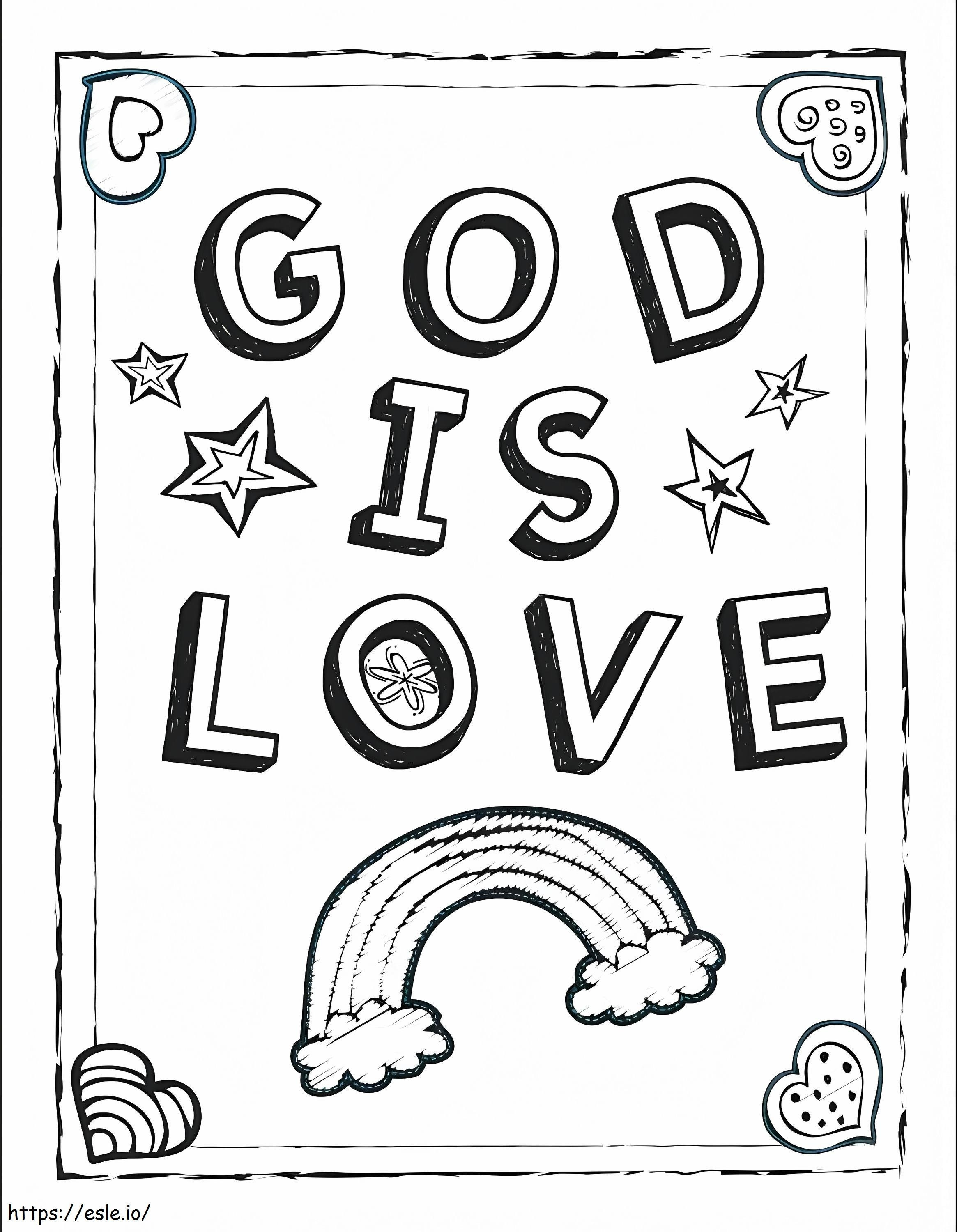 Jumala on rakkaus värityskuva