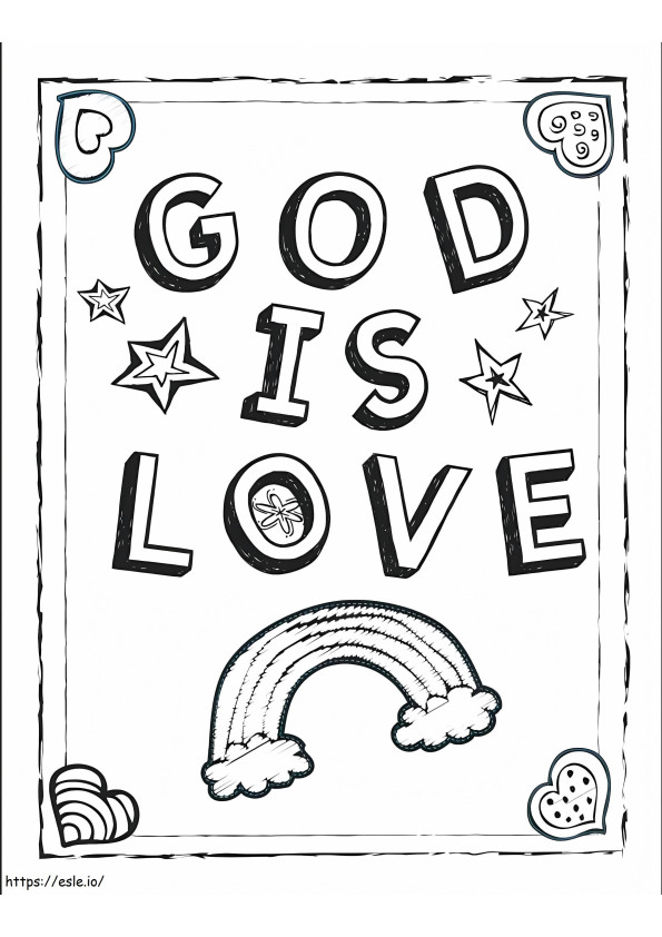 Jumala on rakkaus värityskuva