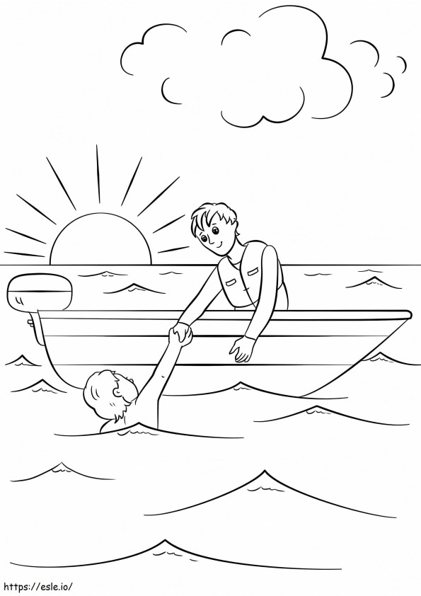 Lifeguard Saves A Man coloring page