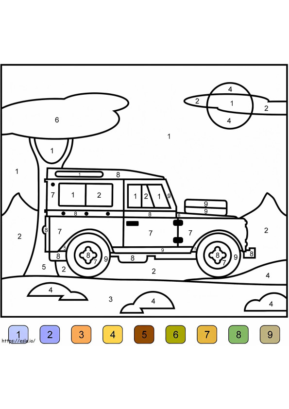 Coloriage Couleur Jeep par numéro à imprimer dessin