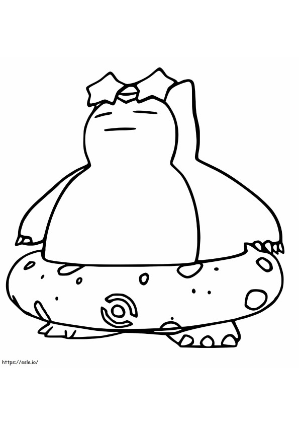 Snorlax Goes Swimming coloring page