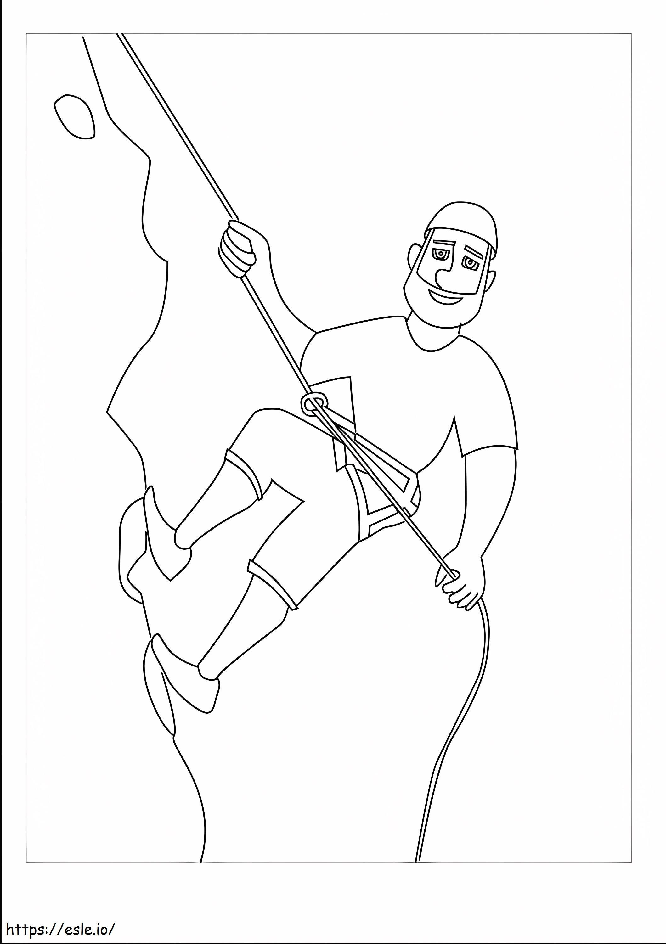 Man Rock Climbing coloring page