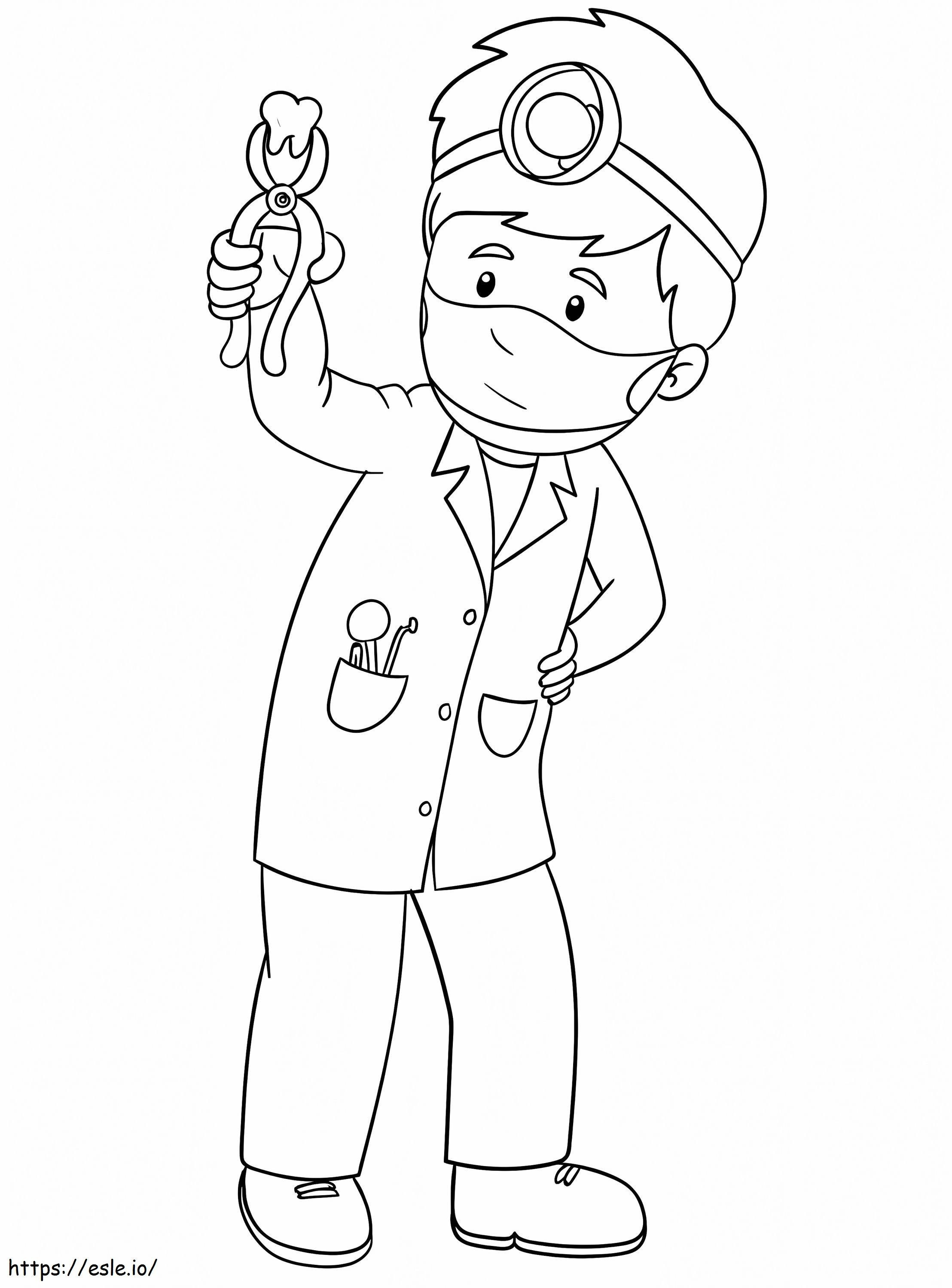 Dentist Holding Tooth coloring page