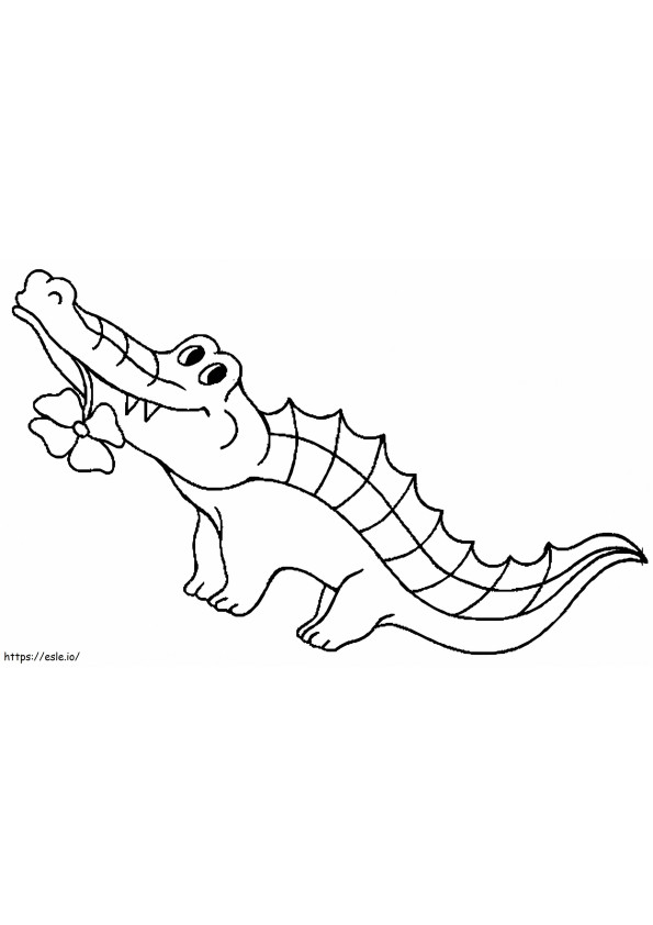 Coloriage Crocodile avec trèfle à quatre feuilles à imprimer dessin