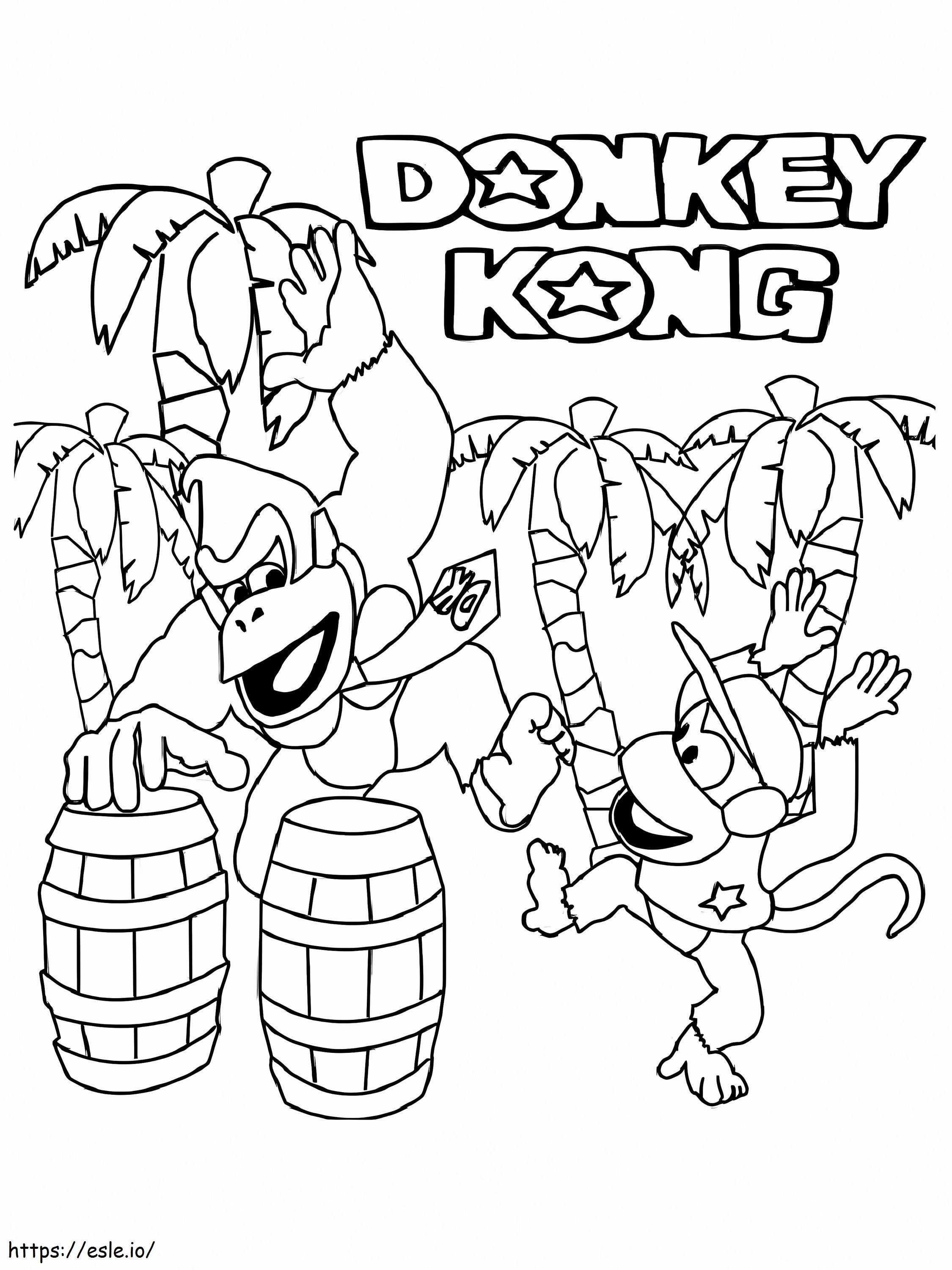 Donkey Kong en Diddy Kong Bailando kleurplaat kleurplaat
