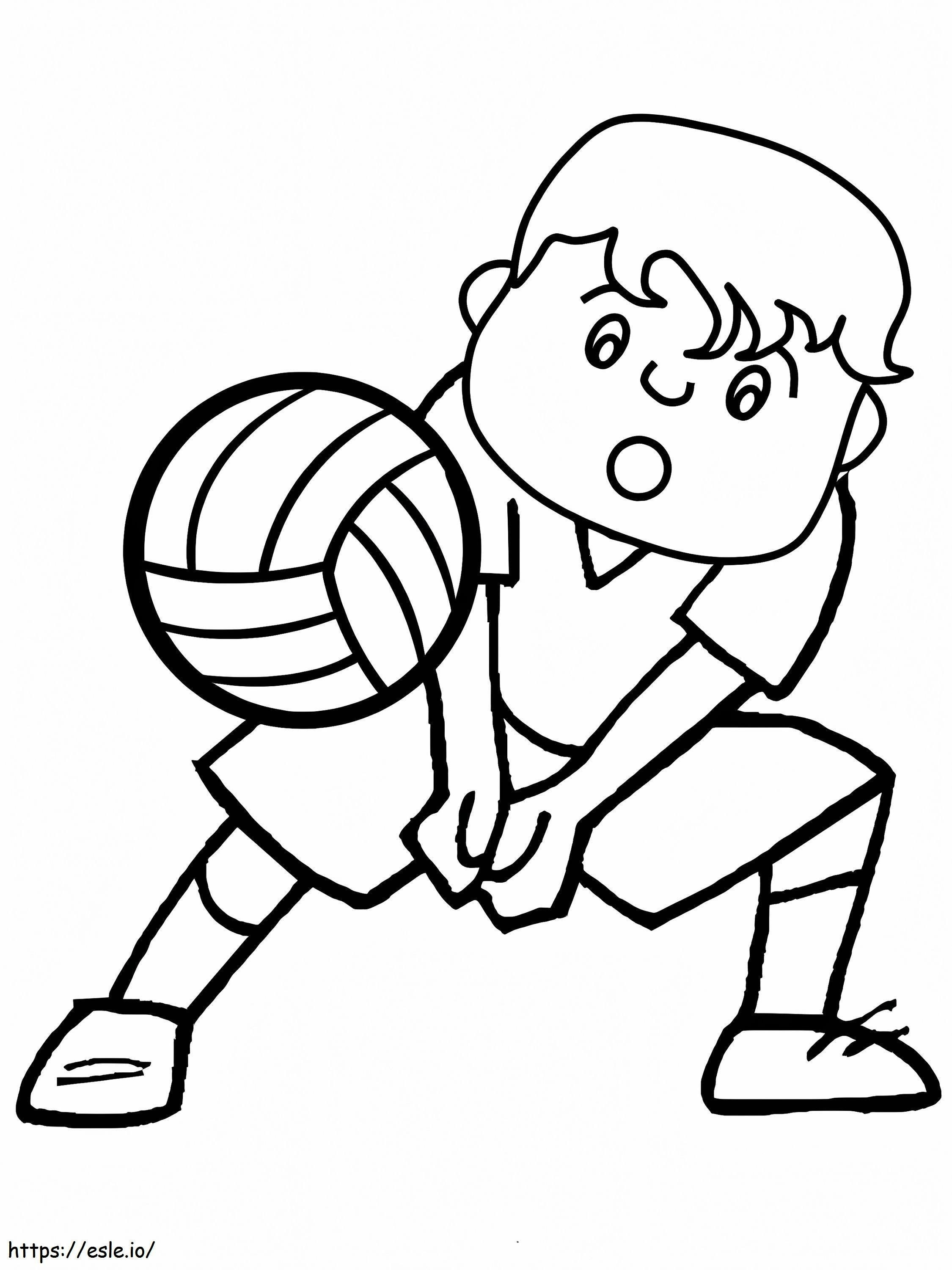 niño jugando voleibol para colorear
