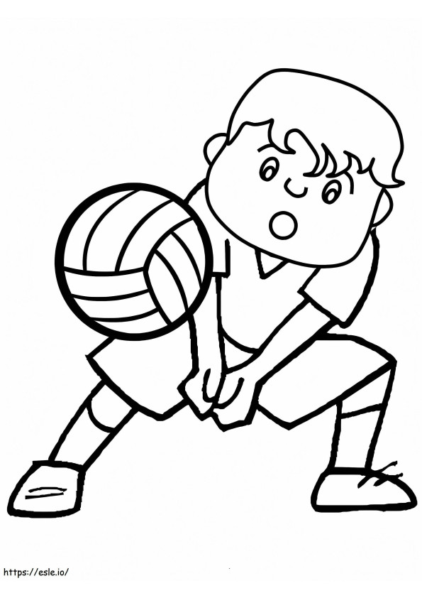Coloriage Garçon jouant au volley-ball à imprimer dessin