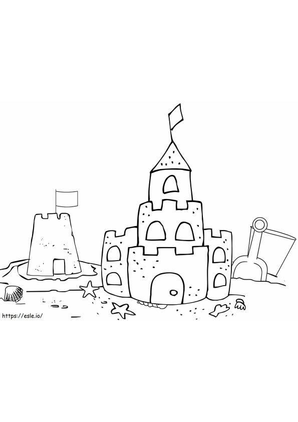Piękny zamek z piasku kolorowanka