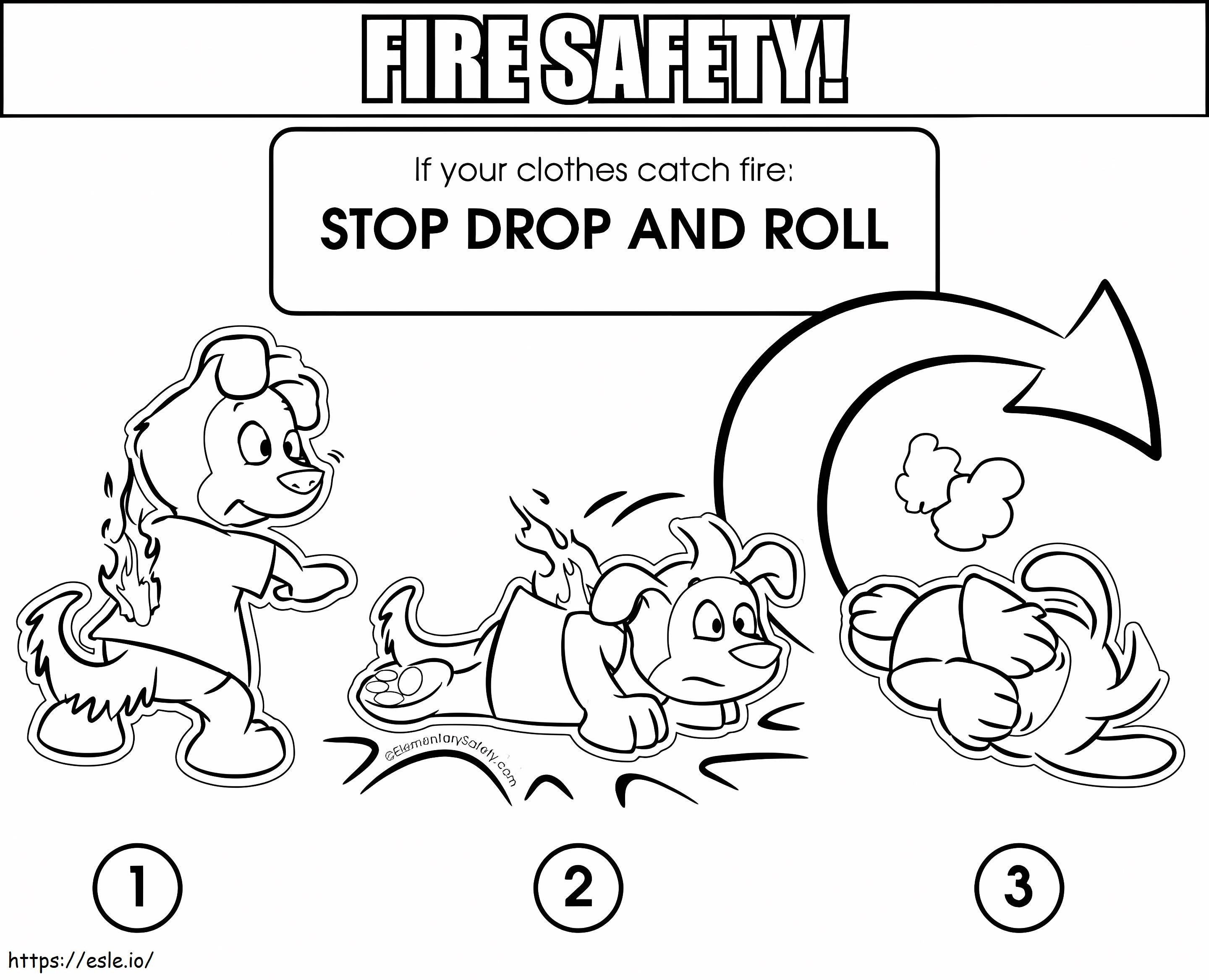 Seguridad contra incendios: detener la caída y la rodadura para colorear