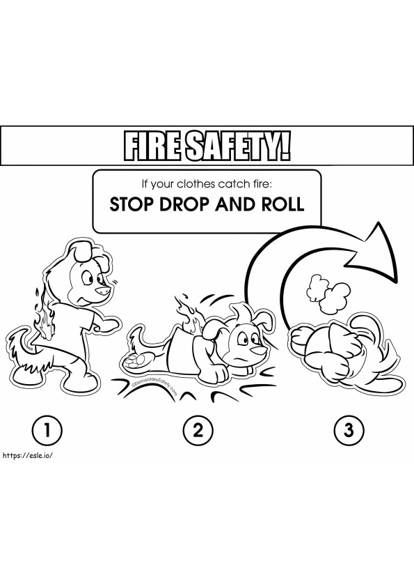 Pare de cair e rolar segurança contra incêndio para colorir