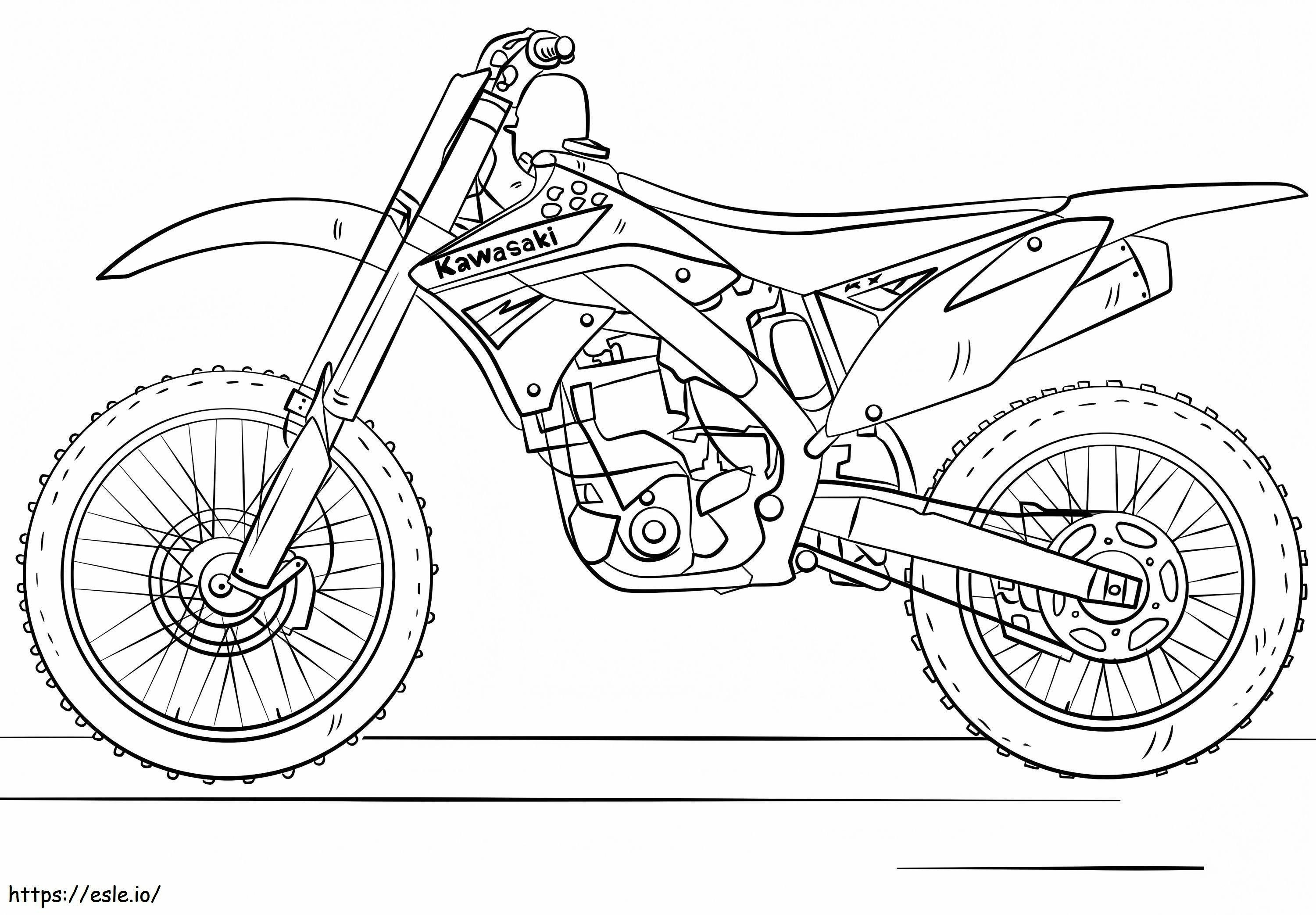 Moto de motocross Kawasaki para colorear
