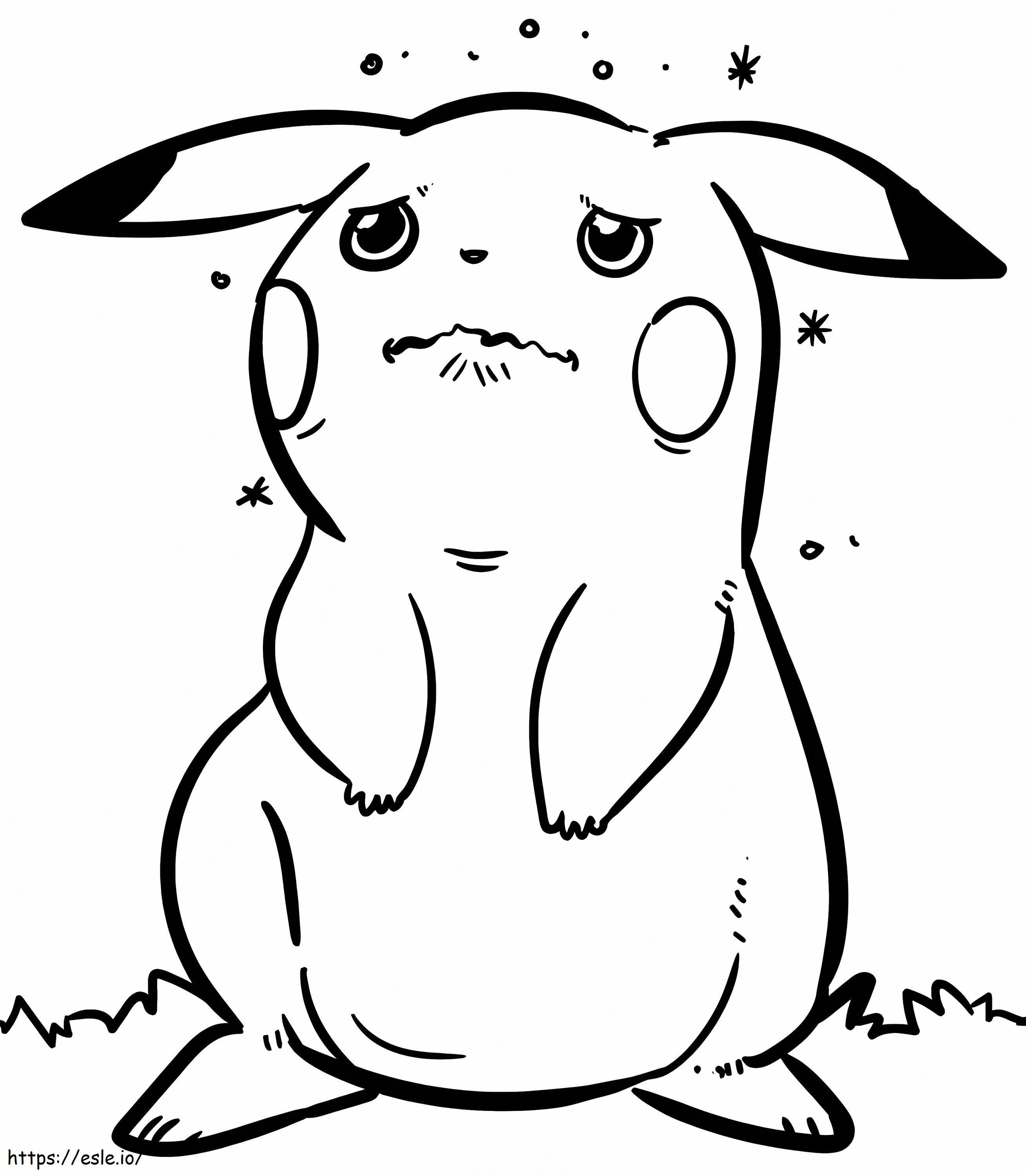 Coloriage Pikachu triste à imprimer dessin