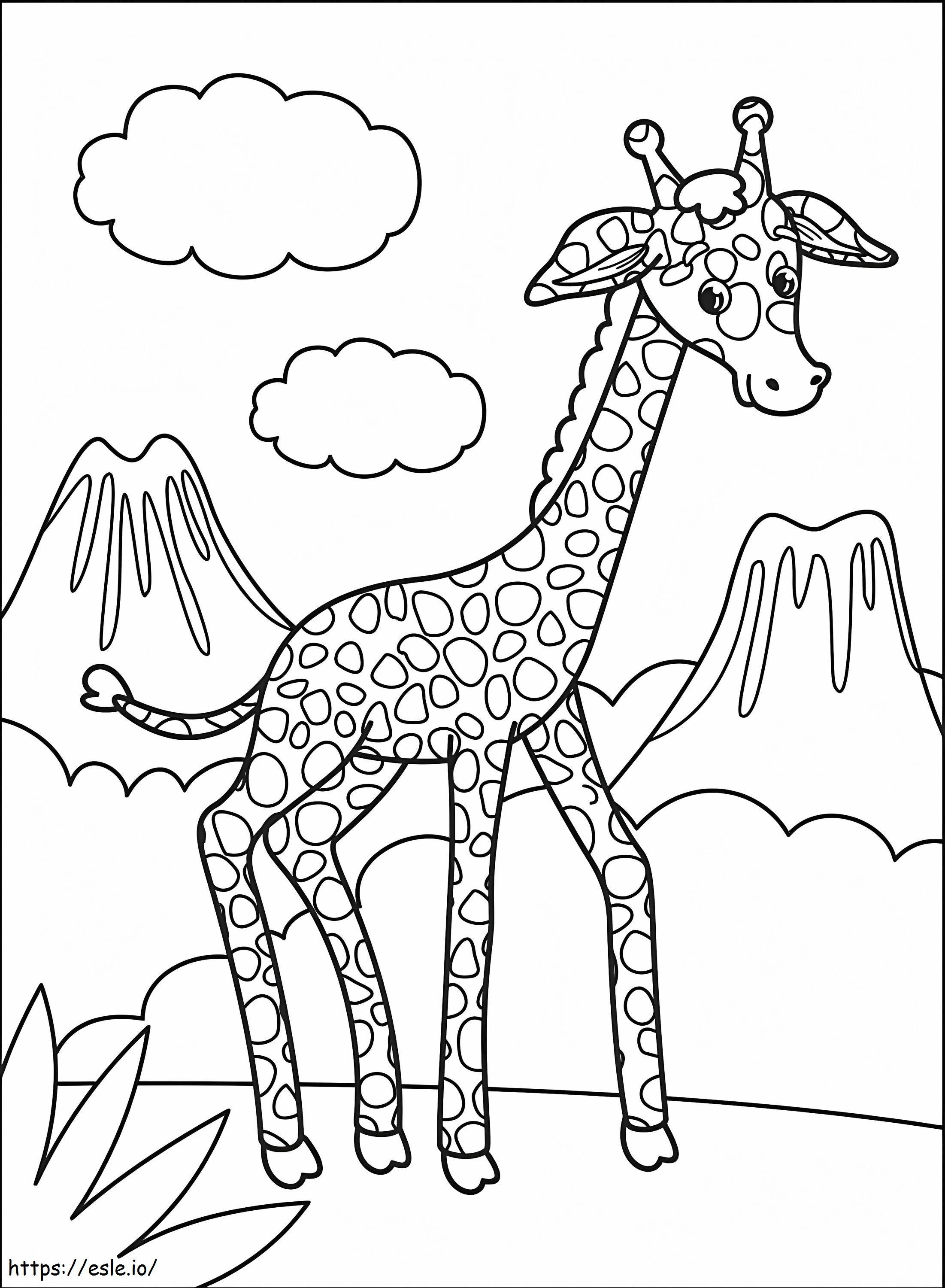 Coloriage girafe, sourire à imprimer dessin