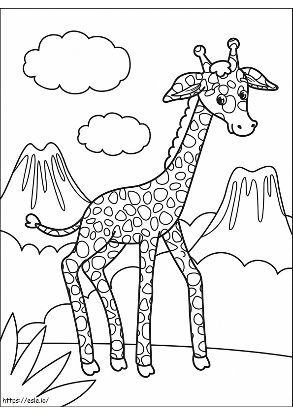 Girafa sorrindo para colorir