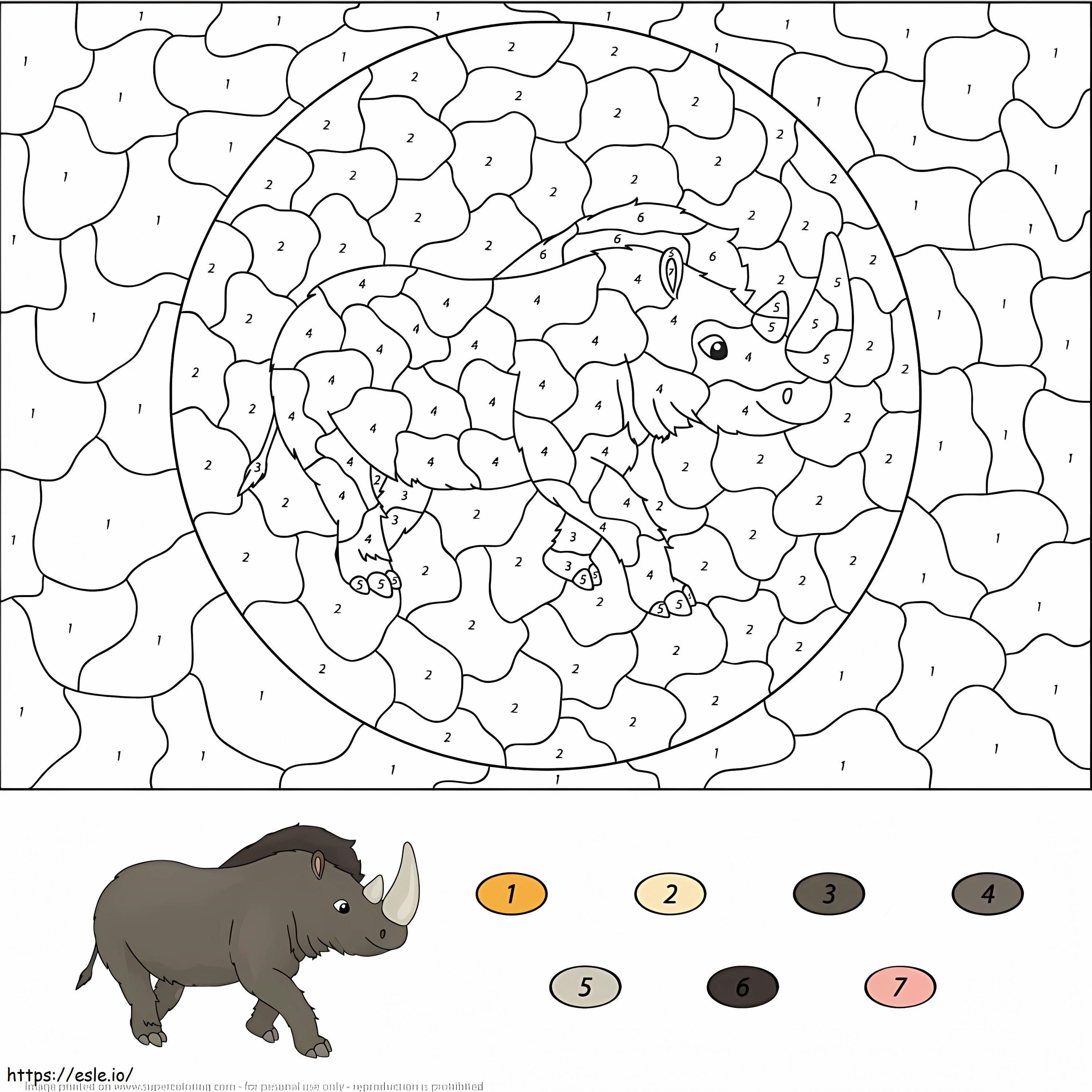 Colore del rinoceronte per numero da colorare
