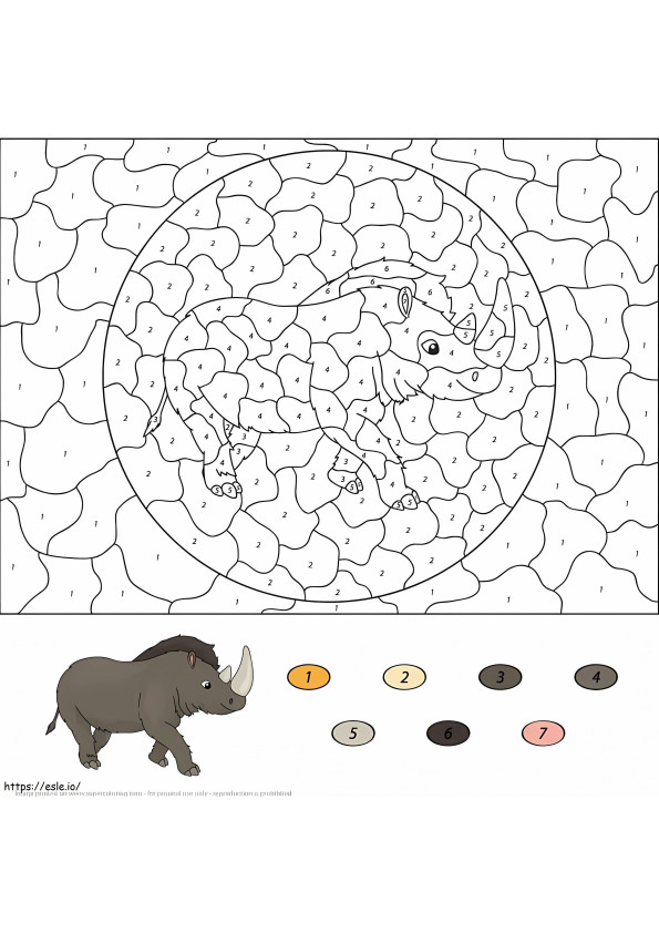 Rinoceronte cor por número para colorir