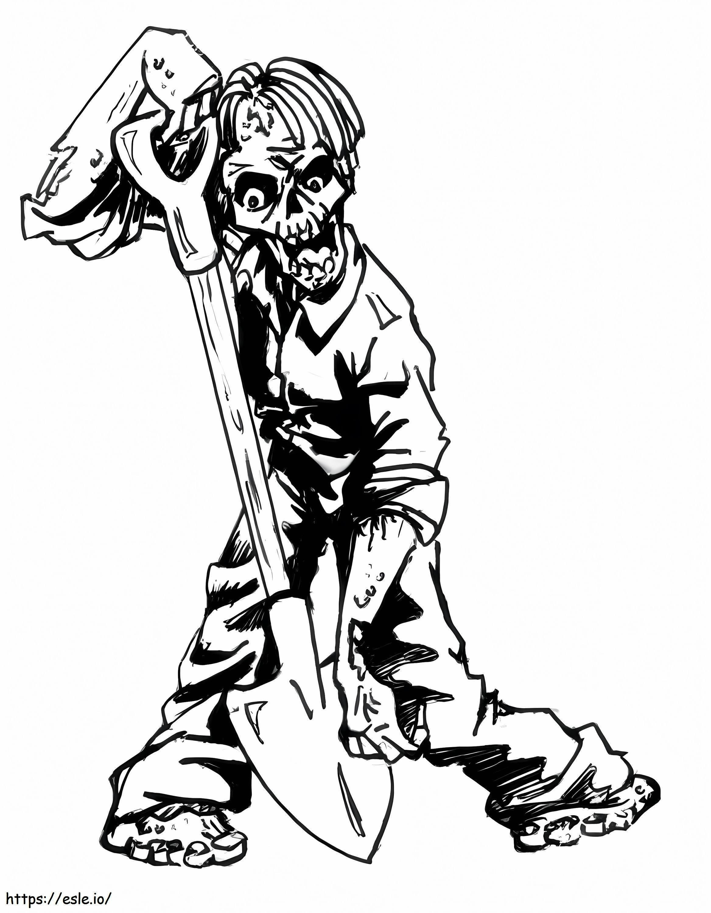 Undead Holding A Shovel coloring page