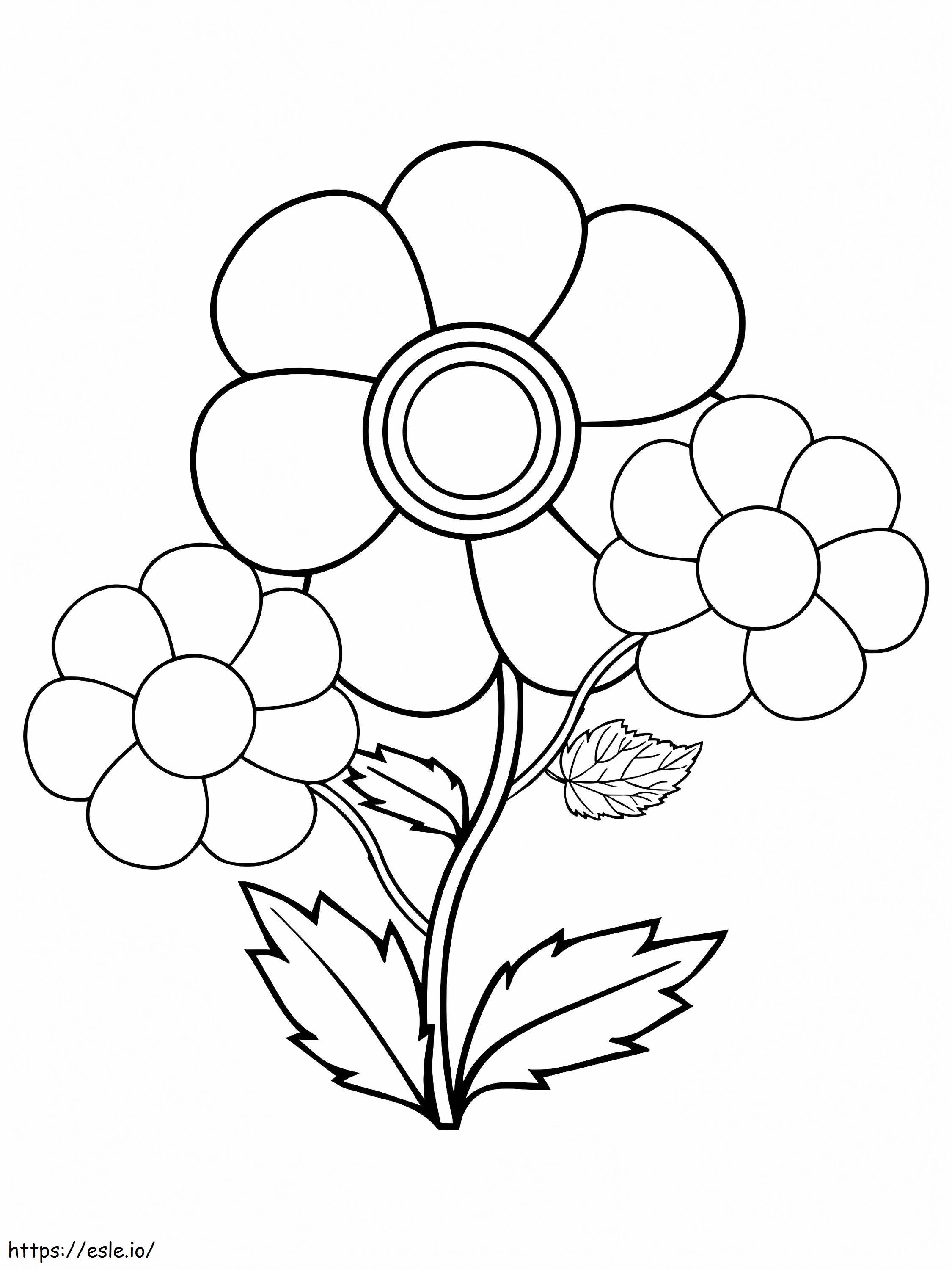 Three Easy Flowers coloring page