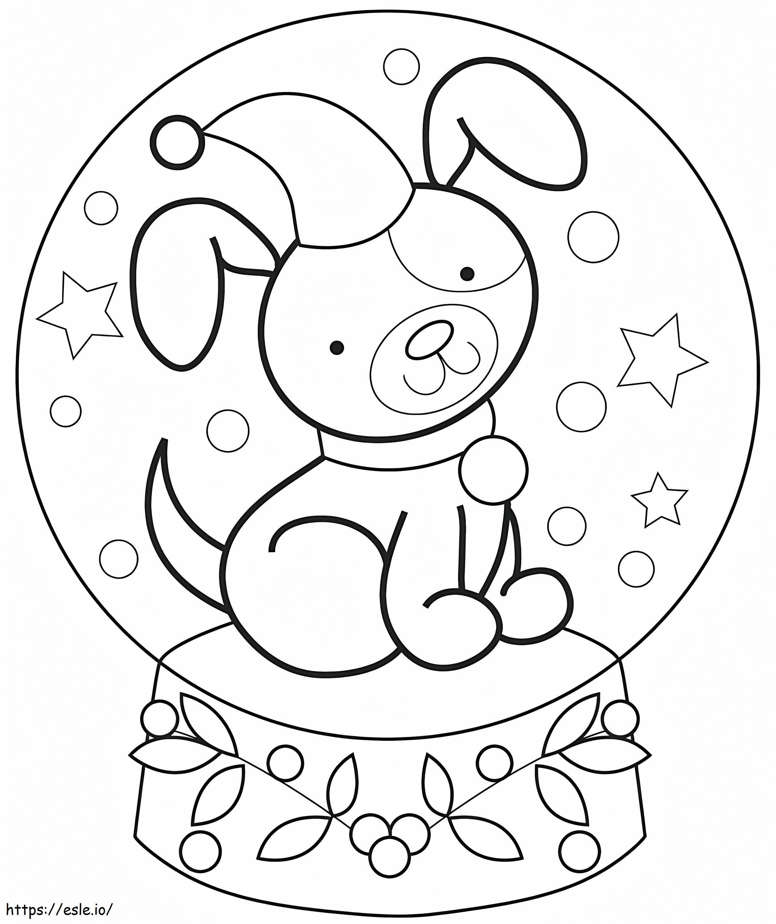 Cute Puppy In Snow Globe coloring page