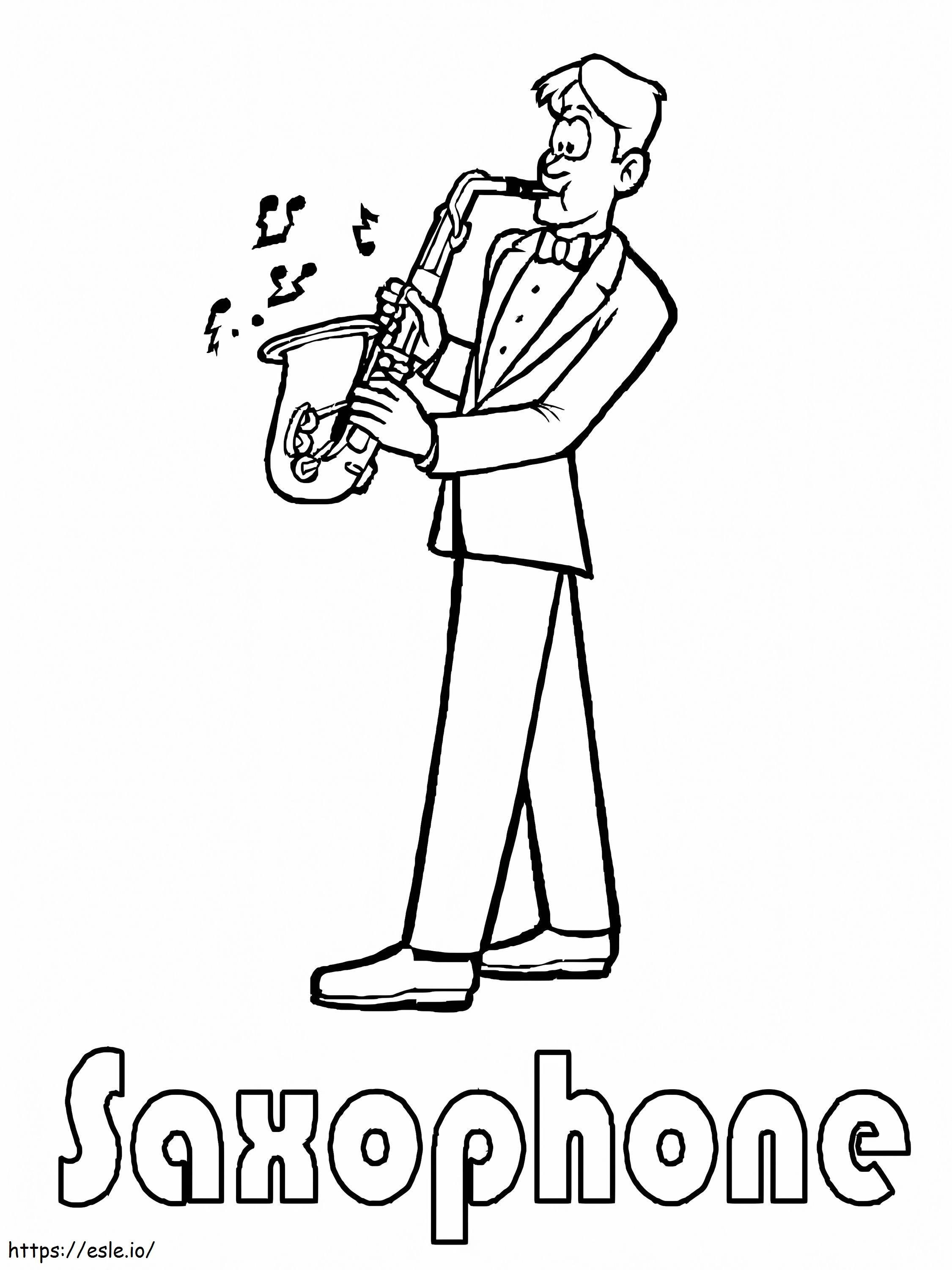Coloriage Jouer du saxophone à imprimer dessin