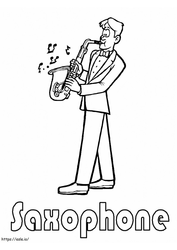 Playing Saxophone coloring page